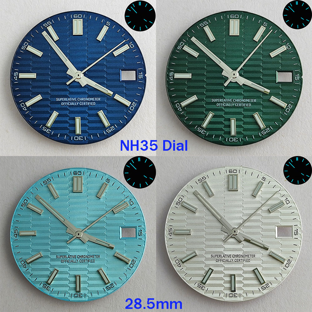 Luxury Watch With Green Dial - 28.5mm NH35 kadranı NH35 ibreler mavi-yeşil