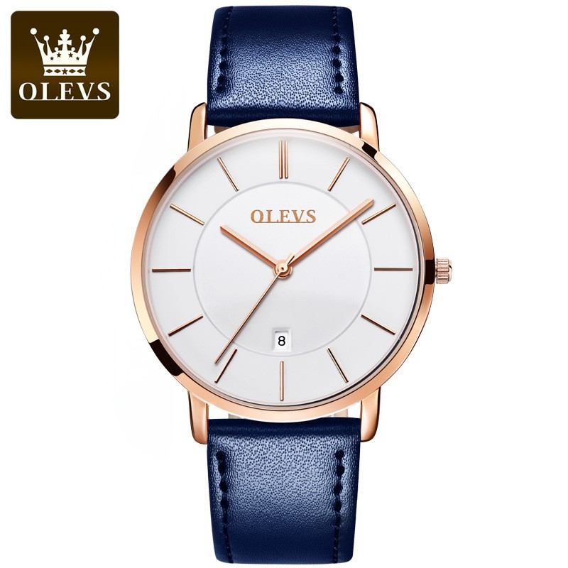 Luxury Watch With Leather Strap - OLEVS moda Ultra ince bayan saatler