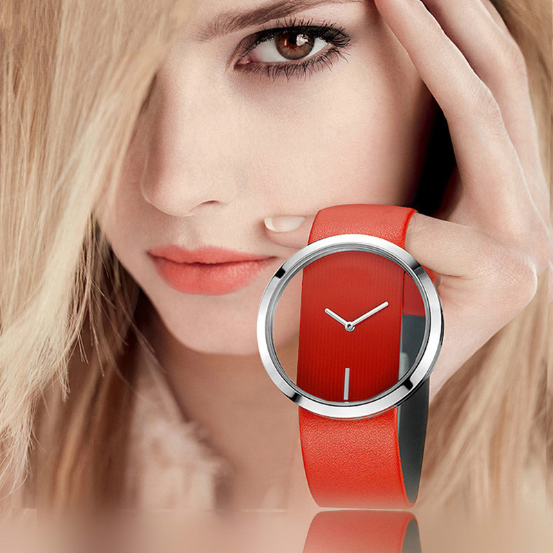 Luxury Watch With Leather Strap - Kadın saatler Top marka lüks Hollow