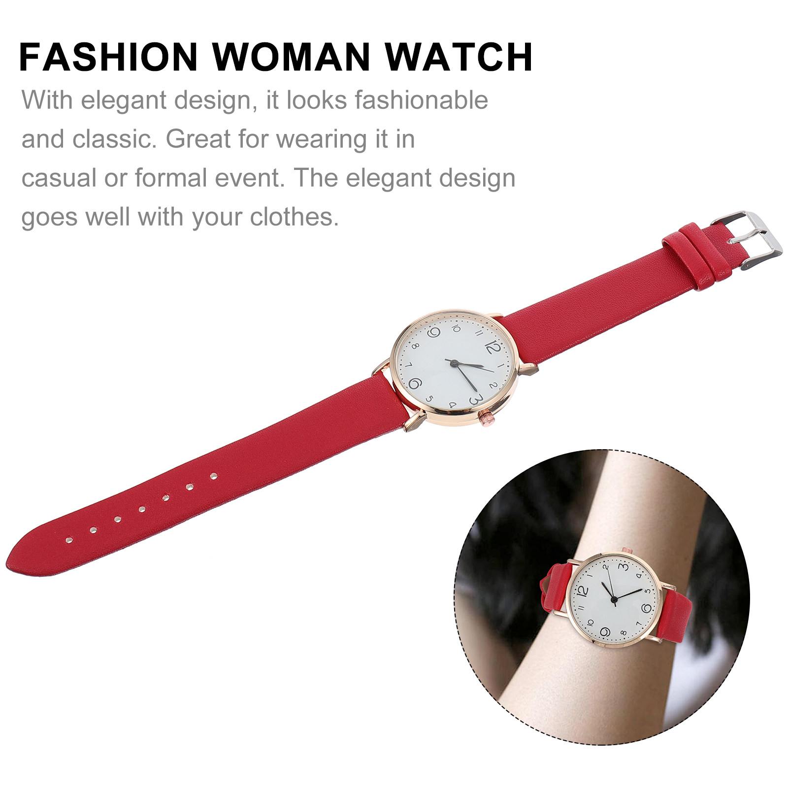 Luxury Watch Events - Premium Kayışlı Kadın Saati, Sade Moda