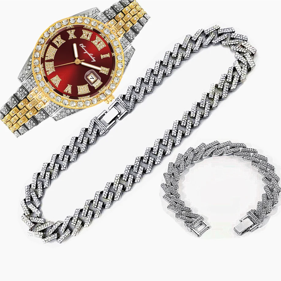 Erkekler için 3'lü Lüks Buzlu  - Luxury Watch Miami incelemesi ve fiyatı