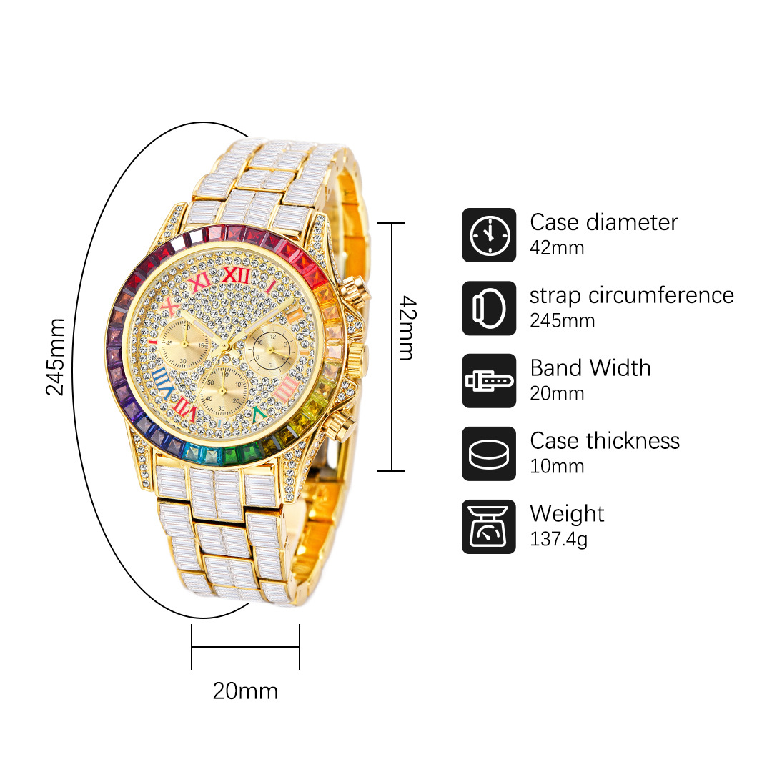 MISSFOX lüks buzlu erkekler iç - Luxury Watch Maker incelemesi ve fiyatı