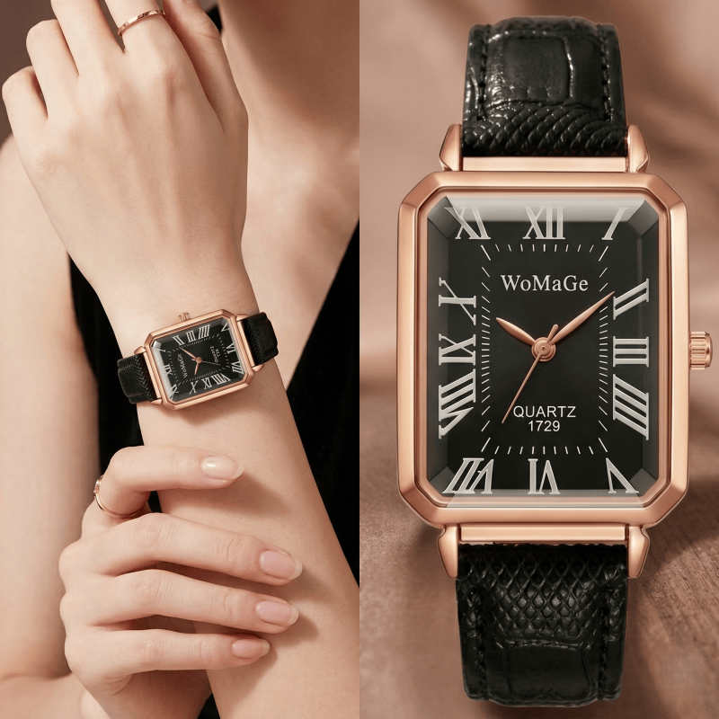 Moda Dikdörtgen Kuvars Saatler - Luxury Watch With Leather Strap incelemesi ve fiyatı