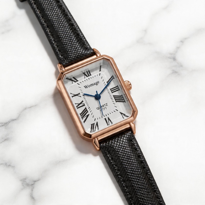 Moda Dikdörtgen Kuvars Saatler - Luxury Watch With Leather Strap incelemesi ve fiyatı