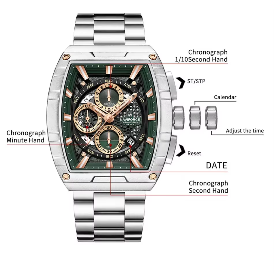 NAVIFORCE Lüks Tonneau Kuvars  - Luxury Watch Hublot incelemesi ve fiyatı