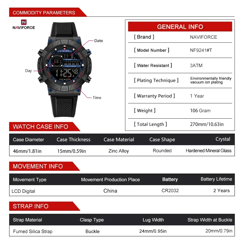 NAVIFORCE Yeni LCD Dijital Spo - Field Watch Military incelemesi ve fiyatı