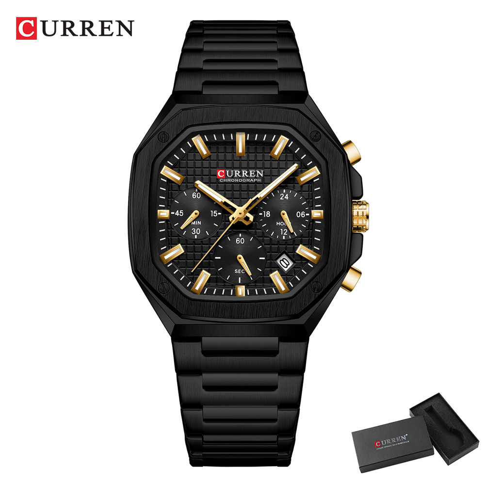 CURREN Lüks Kare Chrono İzle E - Luxury Watch Men incelemesi ve fiyatı
